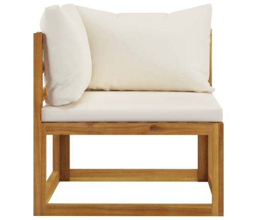 Muebles de jardín 8 pzas cojines crema madera maciza de acacia
