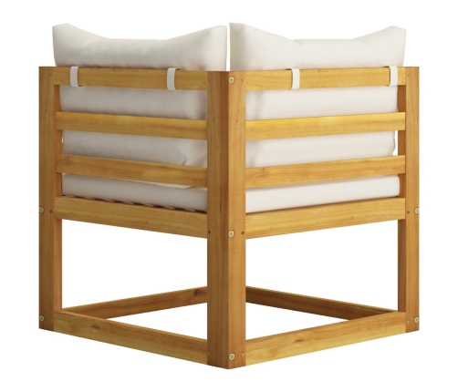 Muebles de jardín 8 pzas cojines crema madera maciza de acacia