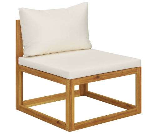 Muebles de jardín 8 pzas cojines crema madera maciza de acacia