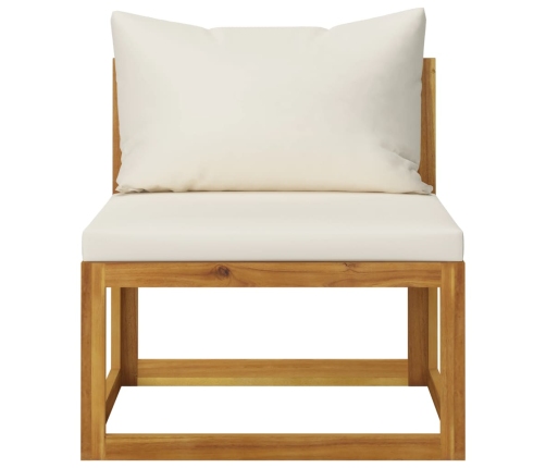 Muebles de jardín 8 pzas cojines crema madera maciza de acacia