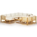 Muebles de jardín 10 pzas cojines crema madera maciza acacia