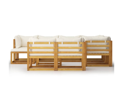 Muebles de jardín 10 pzas cojines crema madera maciza acacia