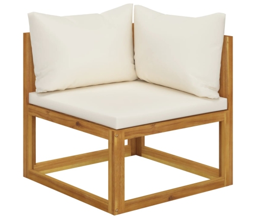 Muebles de jardín 12 pzas cojines crema madera maciza acacia