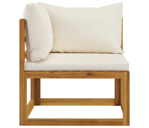 Muebles de jardín 12 pzas cojines crema madera maciza acacia