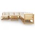 Muebles de jardín 9 pzas cojines crema madera maciza de acacia