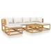 Muebles de jardín 7 pzas cojines crema madera maciza de acacia