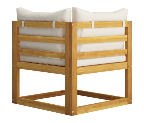Muebles de jardín 7 pzas cojines crema madera maciza de acacia