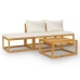Muebles de jardín 4 pzas cojines crema madera maciza de acacia