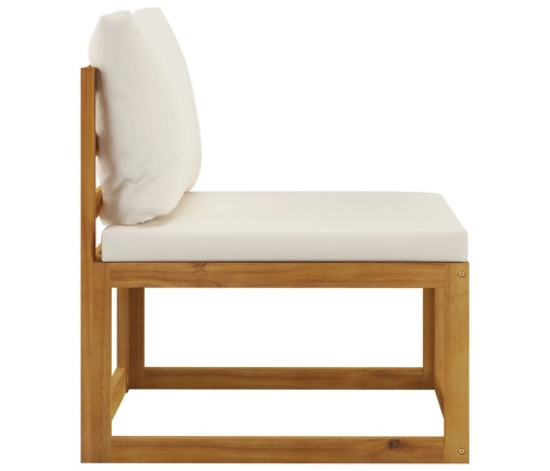 Muebles de jardín 4 pzas cojines crema madera maciza de acacia