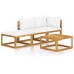 Muebles de jardín 4 pzas cojines crema madera maciza de acacia
