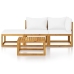 Muebles de jardín 4 pzas cojines crema madera maciza de acacia