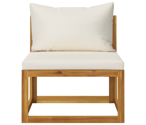Muebles de jardín 4 pzas cojines crema madera maciza de acacia