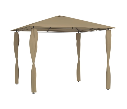Cenador con cubiertas de postes taupé 3x3x2,6 m 160 g/m²