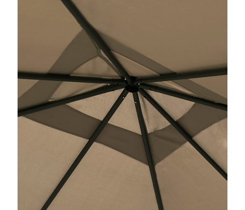 Cenador con cubiertas de postes taupé 3x3x2,6 m 160 g/m²