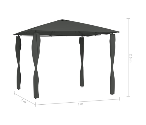 Cenador con cubiertas de postes antracita 3x3x2,6 m 160 g/m²