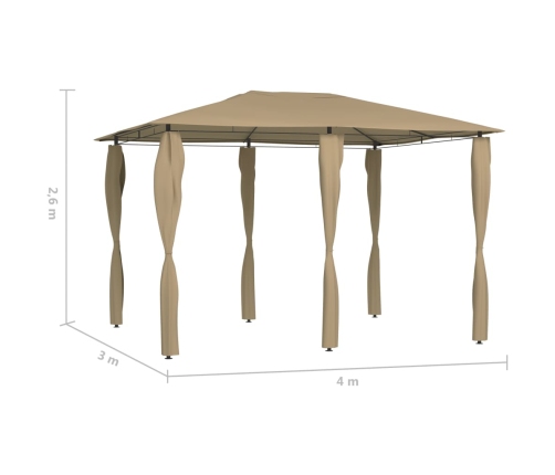Cenador con cubiertas de postes taupé 3x4x2,6 m 160 g/m²