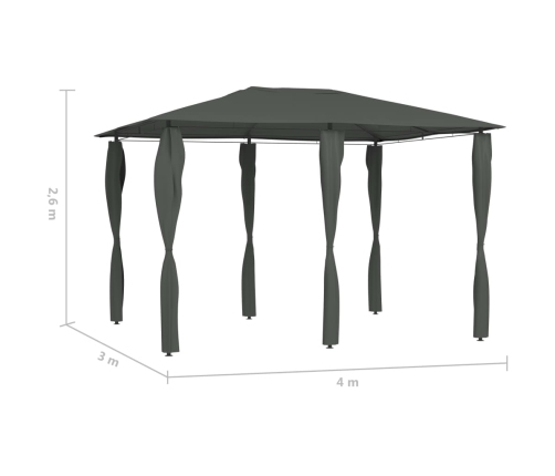 Cenador con cubiertas de postes antracita 3x4x2,6 m 160 g/m²