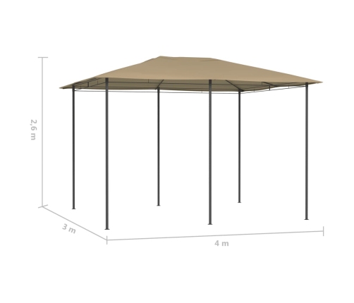 Cenador gris taupe 3x4x2,6 m 160 g/m²