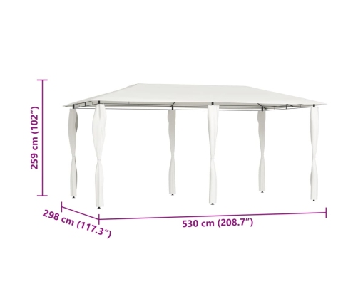 Cenador con cubiertas de postes crema 2,98x5,3x2,59 m 160 g/m²