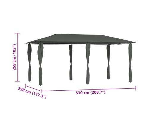 Cenador con cubiertas postes antracita 2,98x5,3x2,59 m 160 g/m²