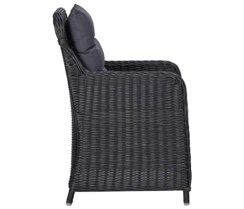 Juego de comedor para jardín 11 piezas ratán sintético negro