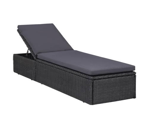 Juego de comedor para jardín 11 piezas ratán sintético negro