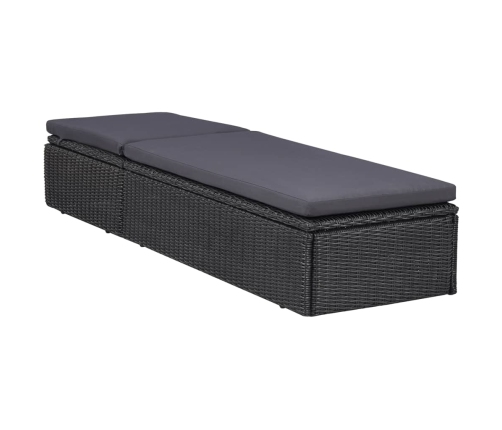 Juego de comedor para jardín 11 piezas ratán sintético negro