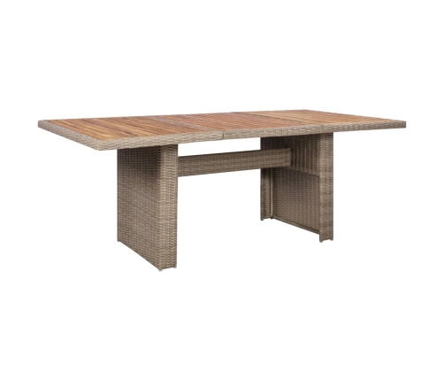 Set de comedor de jardín 7 pzas y cojines ratán sintético gris