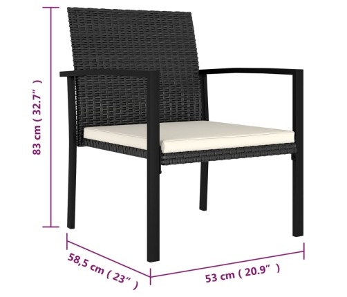 vidaXL Sillas de comedor de jardín 2 unidades ratán sintético negro