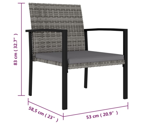 Sillas de comedor de jardín 4 unidades ratán sintético gris