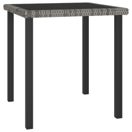 Mesa de comedor para jardín ratán sintético gris 70x70x73 cm