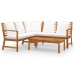 Muebles de jardín 4 pzas cojines crema madera maciza de acacia