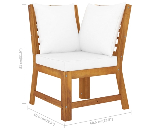 Muebles de jardín 4 pzas cojines crema madera maciza de acacia