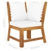 Muebles de jardín 4 pzas cojines crema madera maciza de acacia