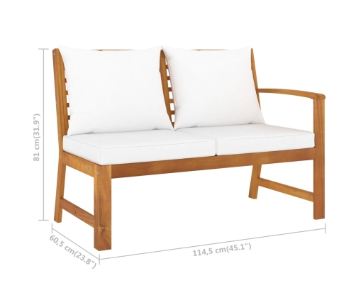 Muebles de jardín 4 pzas cojines crema madera maciza de acacia