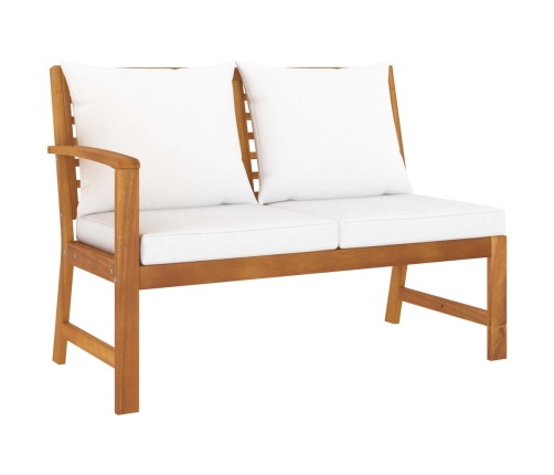 Muebles de jardín 6 pzas cojines crema madera maciza de acacia