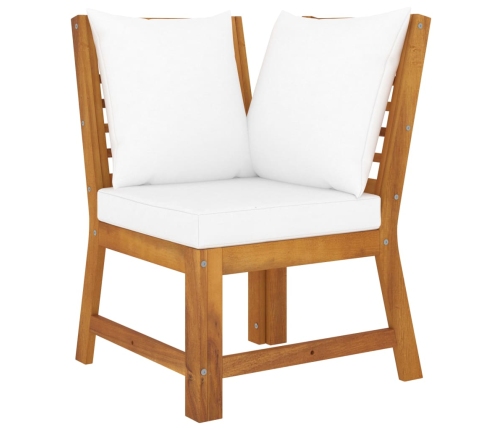 Muebles de jardín 6 pzas cojines crema madera maciza de acacia