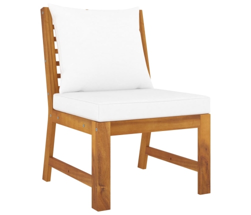 Muebles de jardín 6 pzas cojines crema madera maciza de acacia
