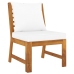Muebles de jardín 6 pzas cojines crema madera maciza de acacia