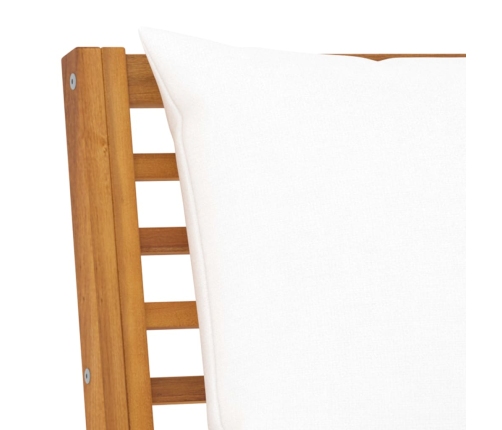 Muebles de jardín 6 pzas cojines crema madera maciza de acacia