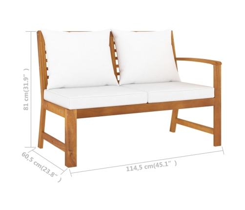 Muebles de jardín 6 pzas cojines crema madera maciza de acacia