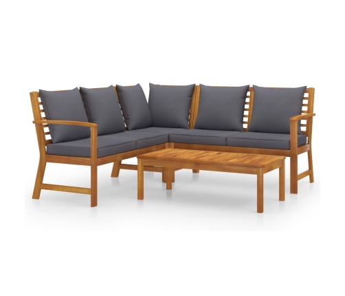 Muebles de jardín 4 pzas cojines crema madera maciza de acacia