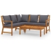 Muebles de jardín 4 pzas cojines crema madera maciza de acacia
