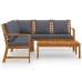 Muebles de jardín 4 pzas cojines crema madera maciza de acacia