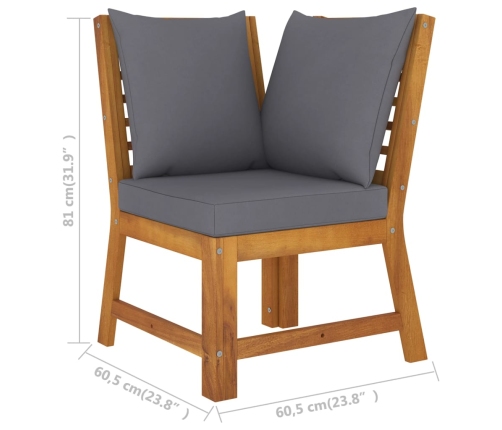 Muebles de jardín 4 pzas cojines crema madera maciza de acacia