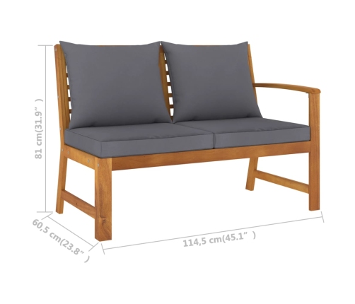 Muebles de jardín 4 pzas cojines crema madera maciza de acacia