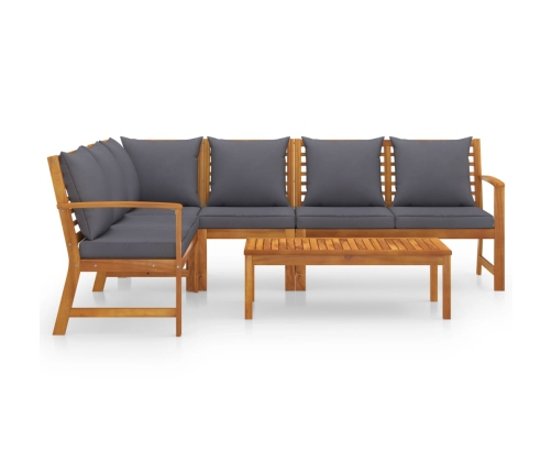 Juego de muebles jardín 5 pzas con cojines madera maciza acacia