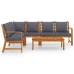 Juego de muebles jardín 5 pzas con cojines madera maciza acacia