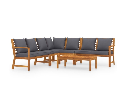 Juego de muebles jardín 6 pzas con cojines madera maciza acacia