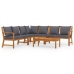 Juego de muebles jardín 6 pzas con cojines madera maciza acacia